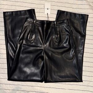 7 For All Mankind Faux leather Black Wide Leg Pants size 4